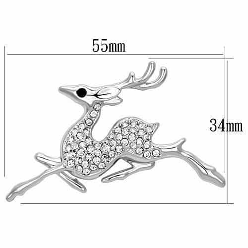 Brass Silver Polished Leaping Deer Reindeer Brooch view 2