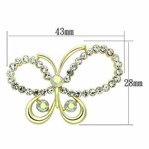Brass Gold Aurora Borealis CZ Open Wing Butterfly Ring view 2