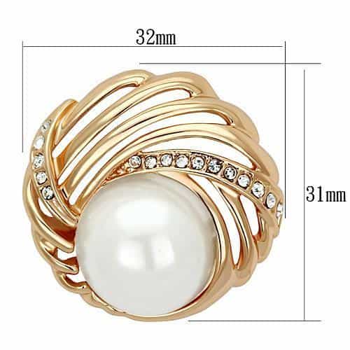 Brass Silver Pearl CZ Wire Wrapped Nest Brooch view 2