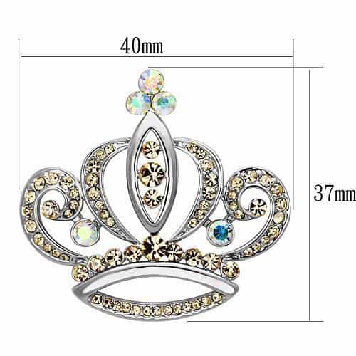 Brass Silver Aurora Borealis Champagne Crystal Crown Tiara Ring view 2