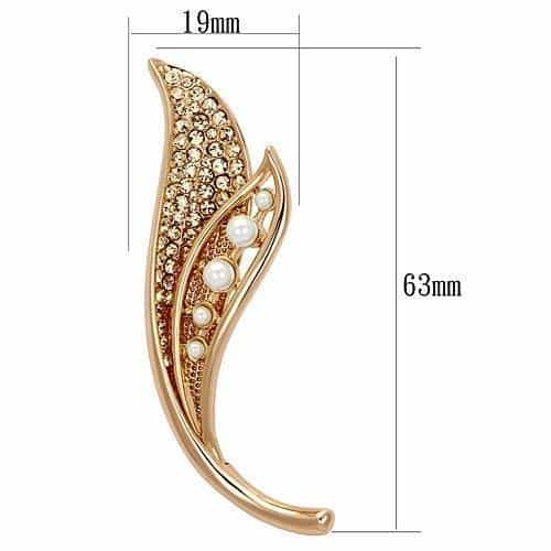 Brass Silver Champagne Crystal Pearl Leaf Vine Brooch view 2