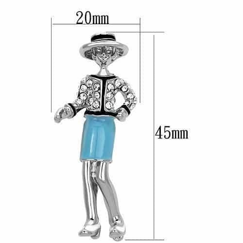 Brass Silver Blue Enamel Crystal Gentleman Man Figure Brooch view 2