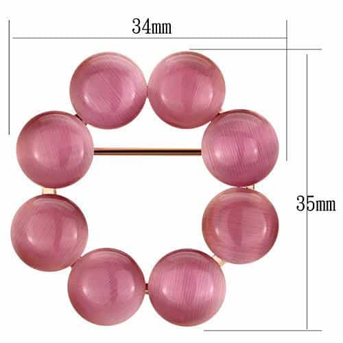 Brass Gold Pink Cats Eye Cabochon Square Frame Ring view 2