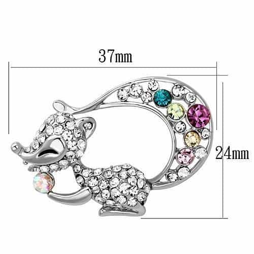 Brass Silver Multi Color Crystal Pave Mouse Brooch view 2