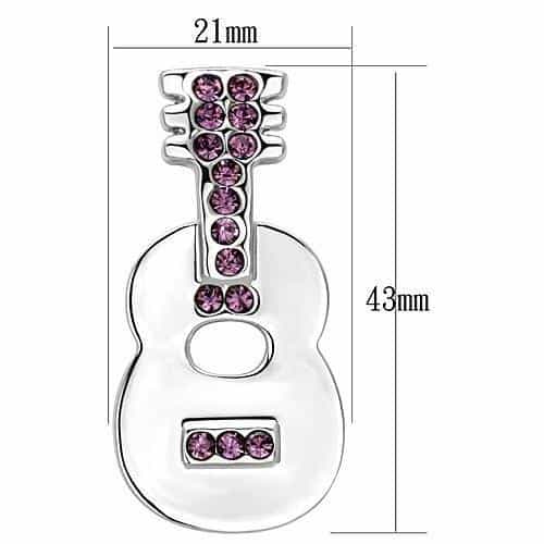 Brass Silver Pink Crystal White Enamel Guitar Ring view 2