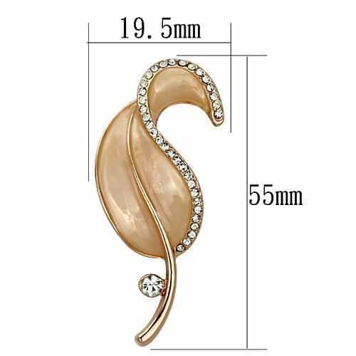Brass Rose Gold Enamel CZ Leaf Brooch | The Stainless Jewelry view 2