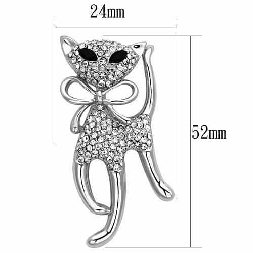 Brass Silver Crystal Pave Cat Kitten Bow Ring view 2