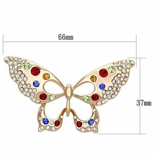 Brass Rose Gold Multi Color Crystal CZ Butterfly Bow Ring view 2
