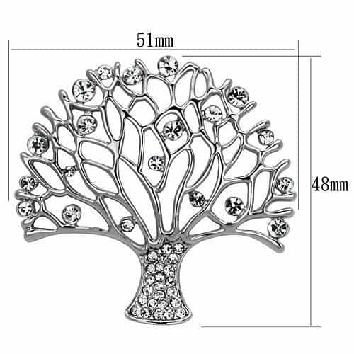 Brass Silver Crystal Pave Tree Of Life Brooch view 2