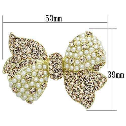Brass Rose Gold Pearl CZ Pave Clover Trefoil Brooch view 2