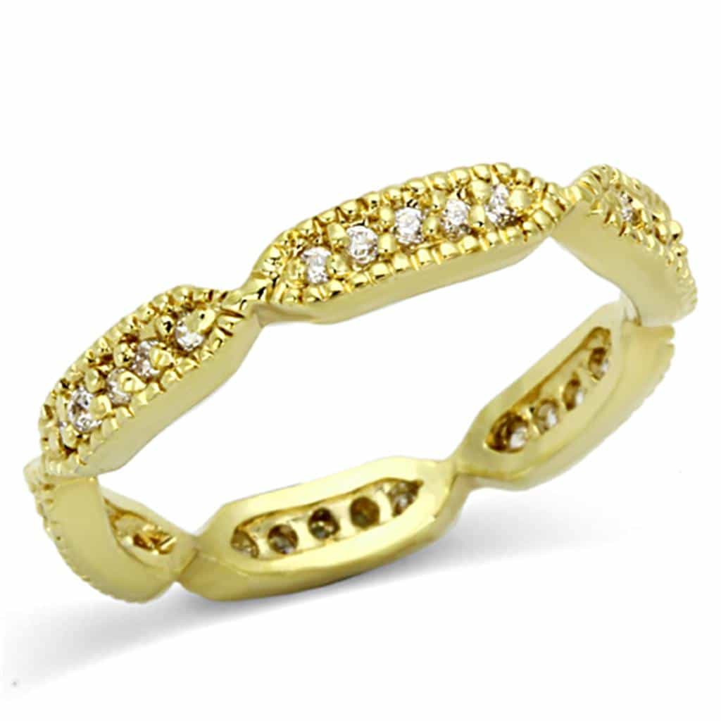 Brass Gold CZ Pave Marquise Infinity Twist Eternity Band Ring view 1