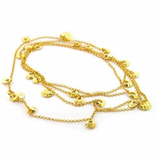 Brass Gold Pearl Trio Station Chain Bracelet Necklace view 1