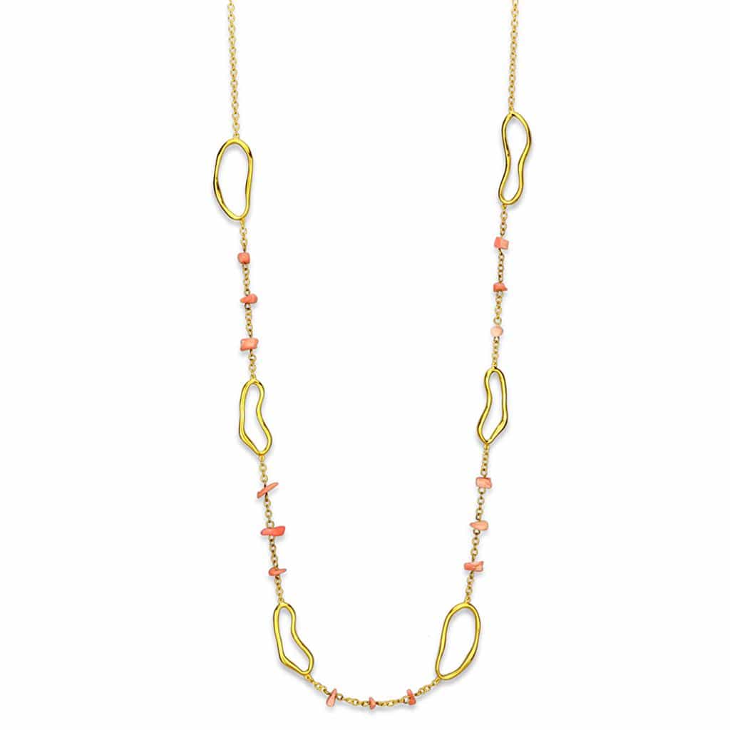 Brass Rose Gold Open Link Station Chain Necklace view 1