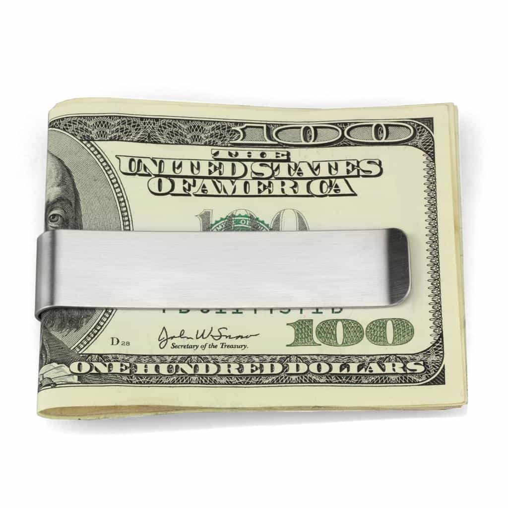 Stainless Steel Silver Brushed Satin Money Clip Ring view 1
