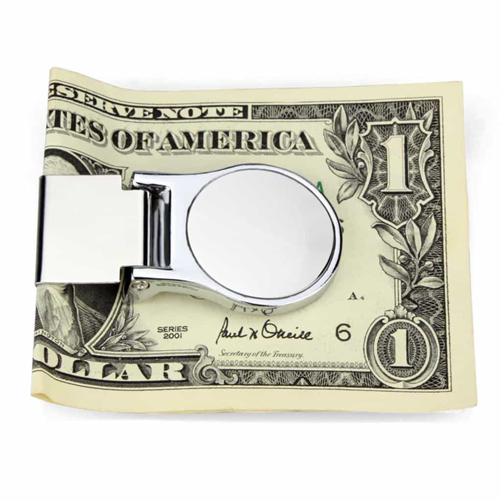 Stainless Steel Silver Polished Round Disc Money Clip view 1
