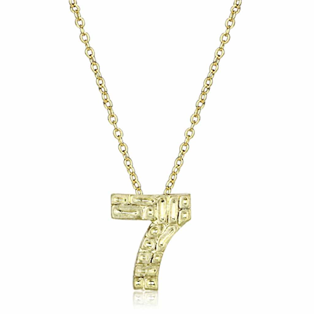 Brass Gold Textured Number 7 Pendant Necklace view 1