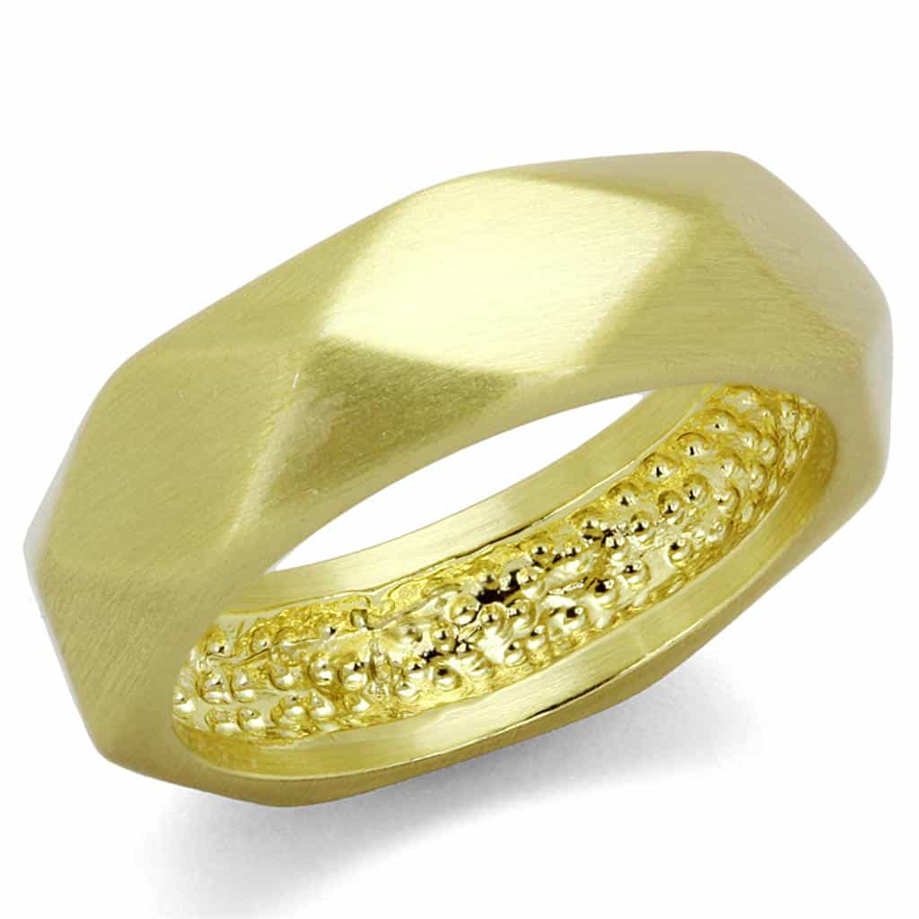 Brass Gold CZ Pave Channel Set Dome Band Ring view 1