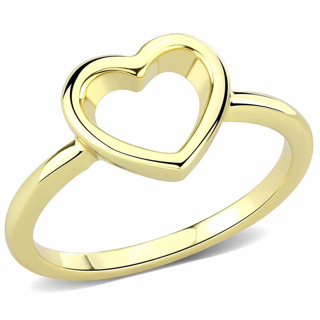 Brass Gold Open Heart Outline Ring | The Stainless Jewelry view 1