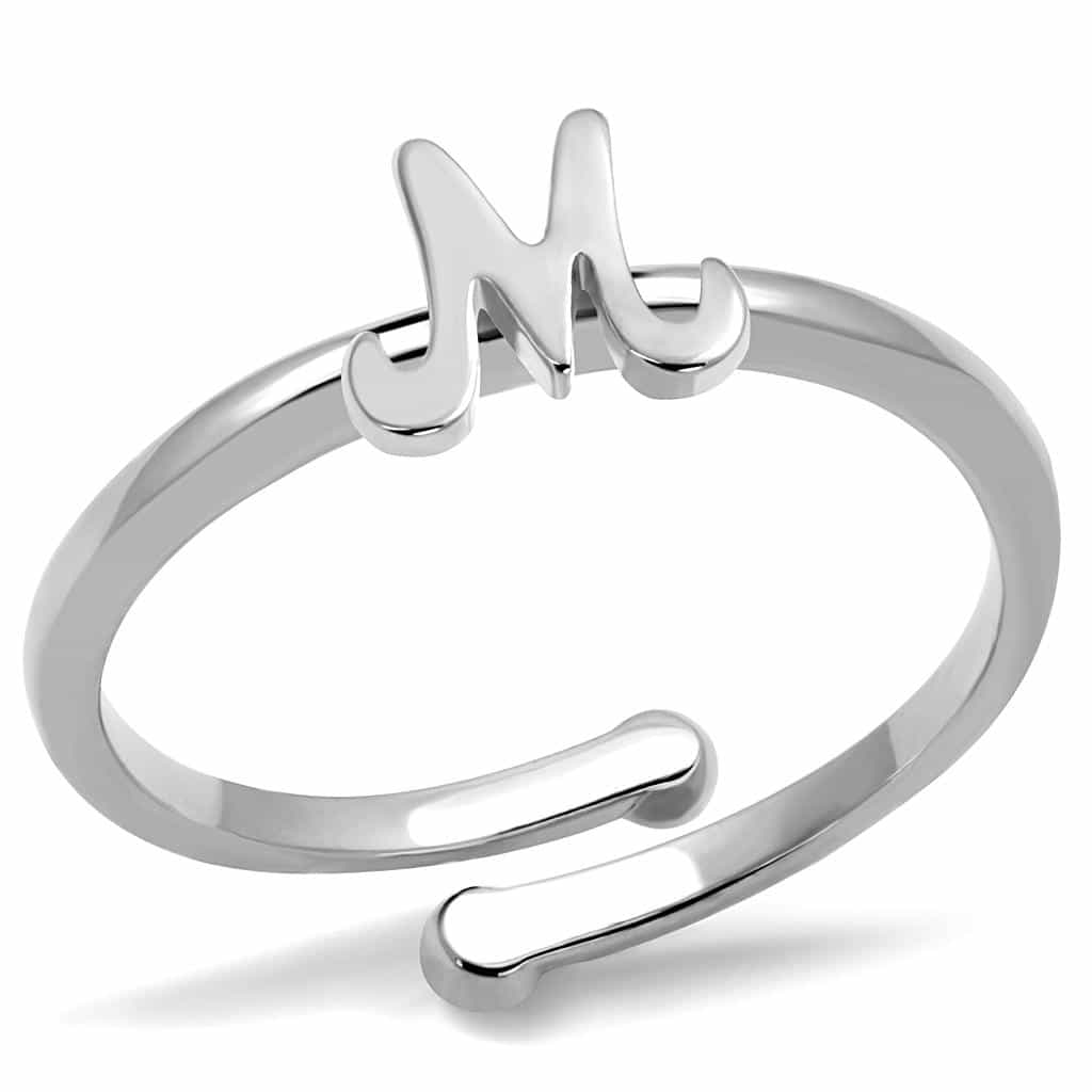 Brass Silver Script Letter M Initial Toe Ring view 1
