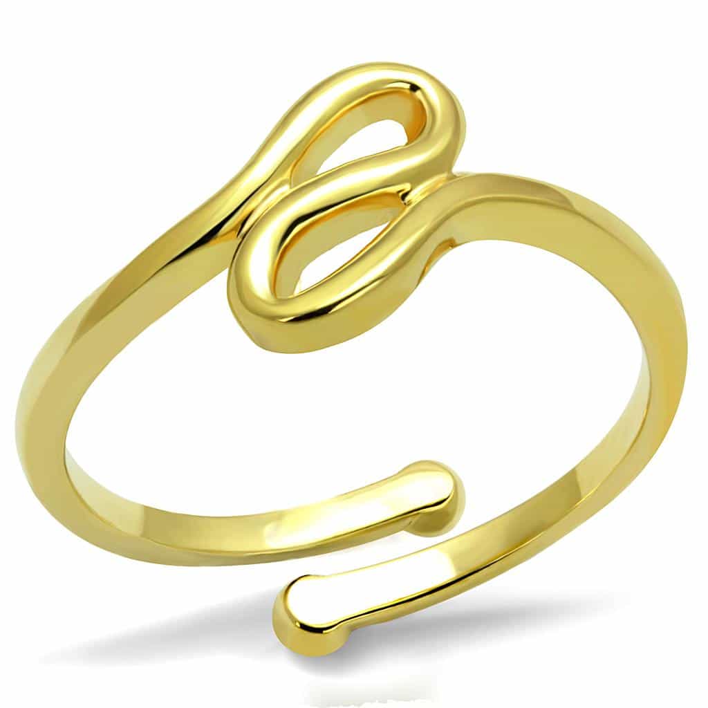 Brass Gold Script Letter E Initial Toe Ring view 1