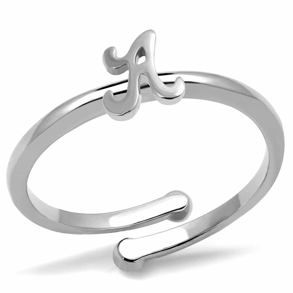 Brass Silver Script Letter A Initial Toe Ring view 1