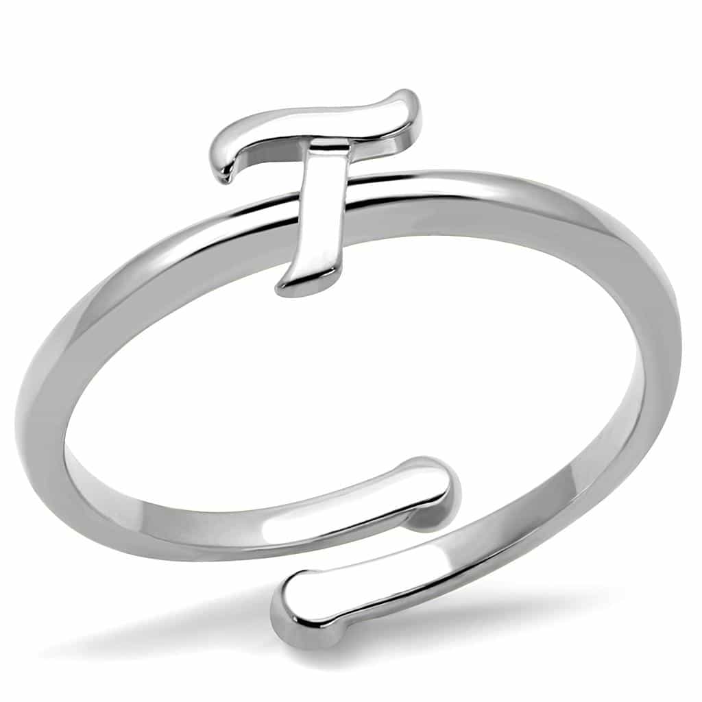 Brass Silver Script Letter T Initial Toe Ring LO4017 view 1
