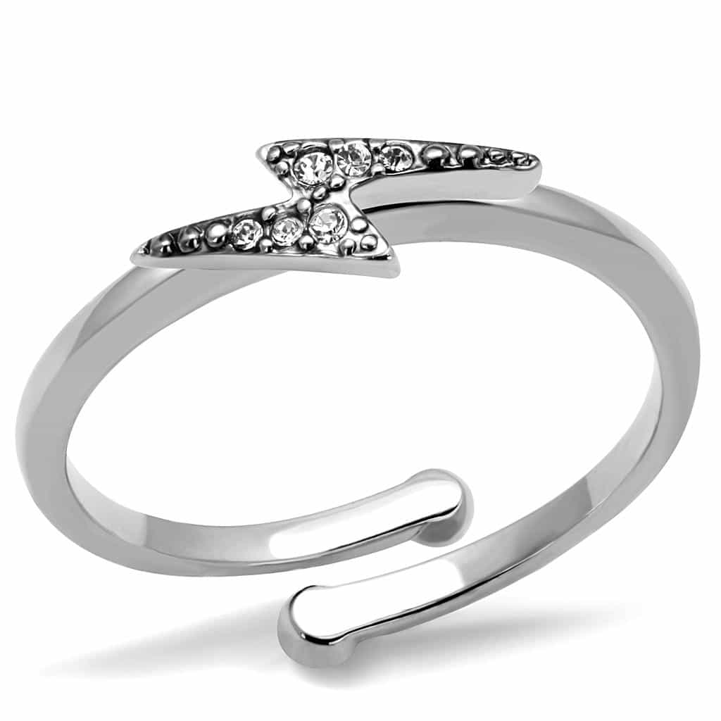 Brass Silver CZ Lightning Bolt Toe Ring | The Stainless Jewelry view 1