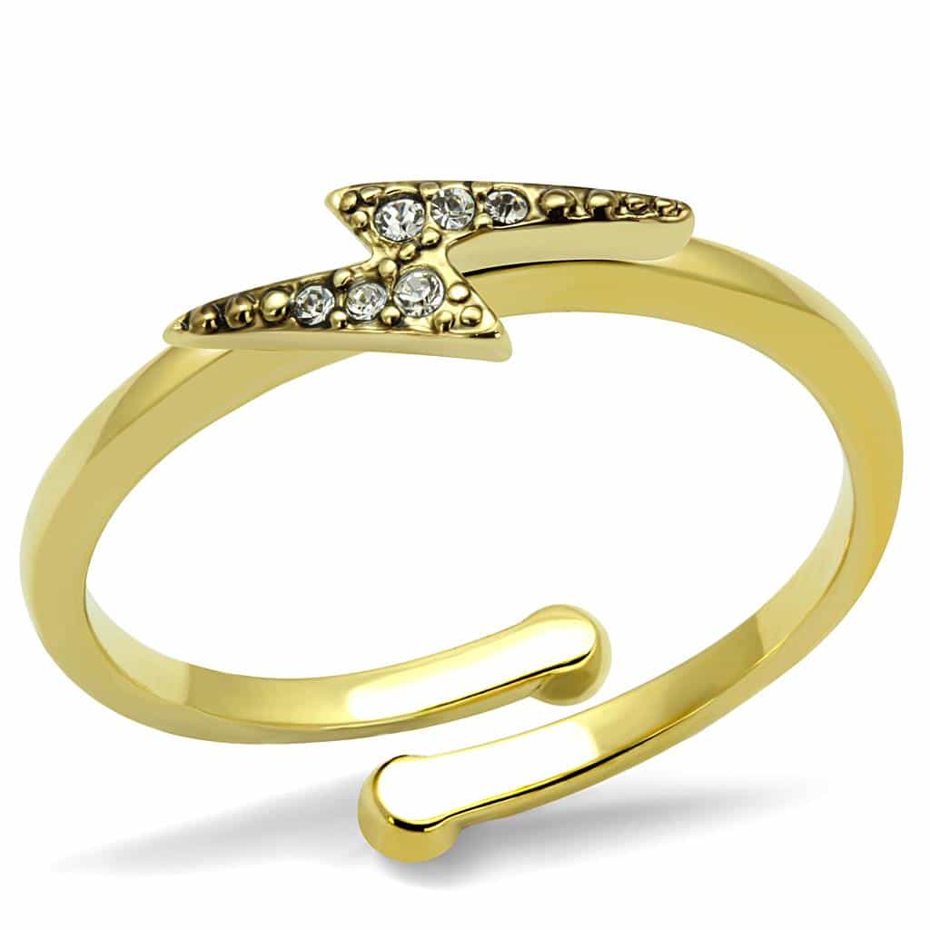 Brass Gold CZ Lightning Bolt Toe Ring | The Stainless Jewelry view 1