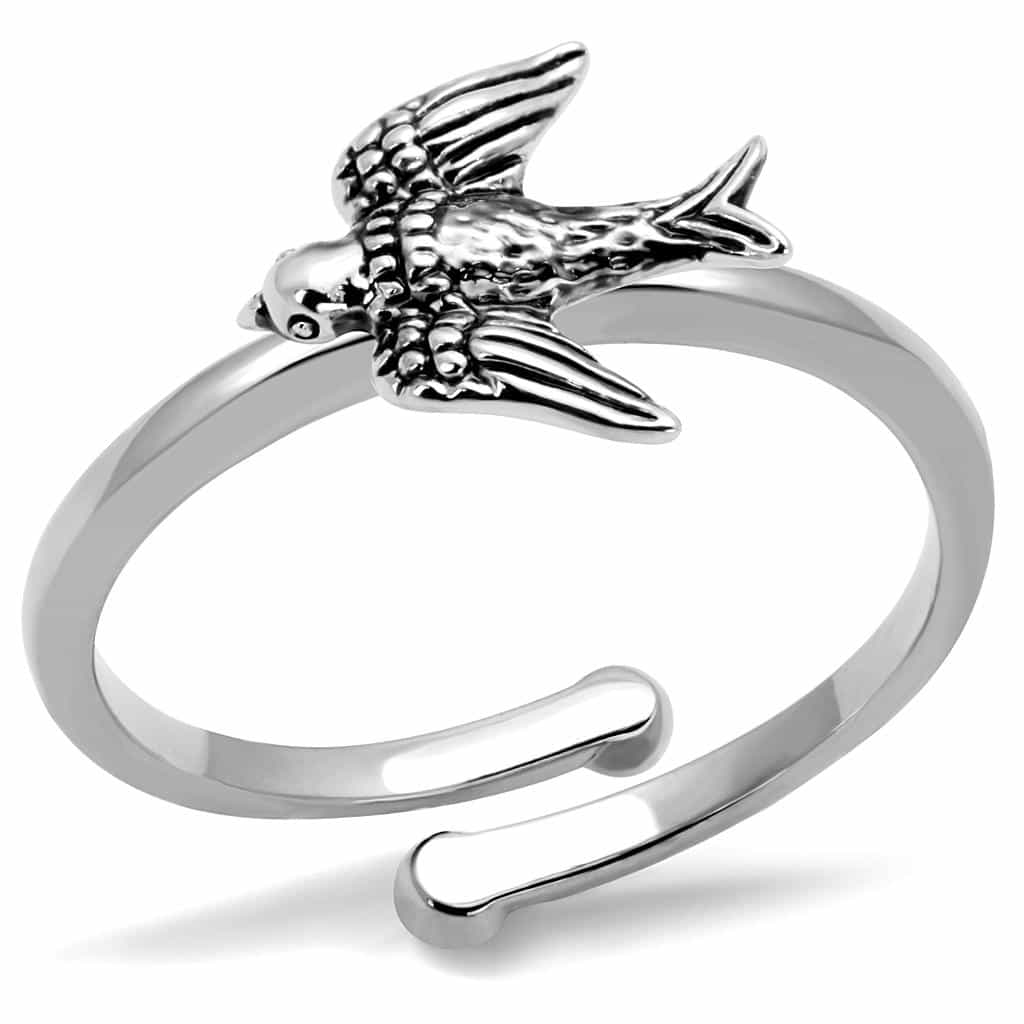 Brass Silver Swallow Bird Adjustable Toe Ring view 1