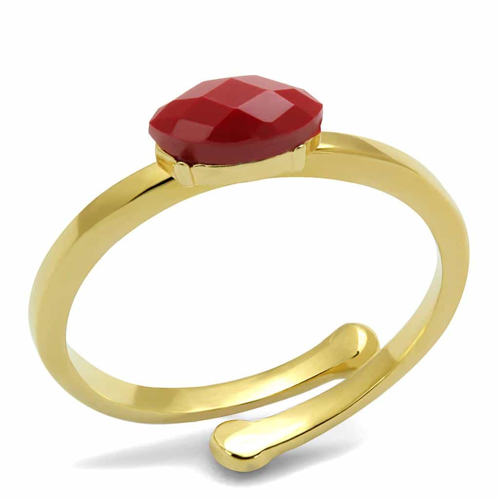 Brass Gold Red Faceted Marquise Solitaire Toe Ring view 1