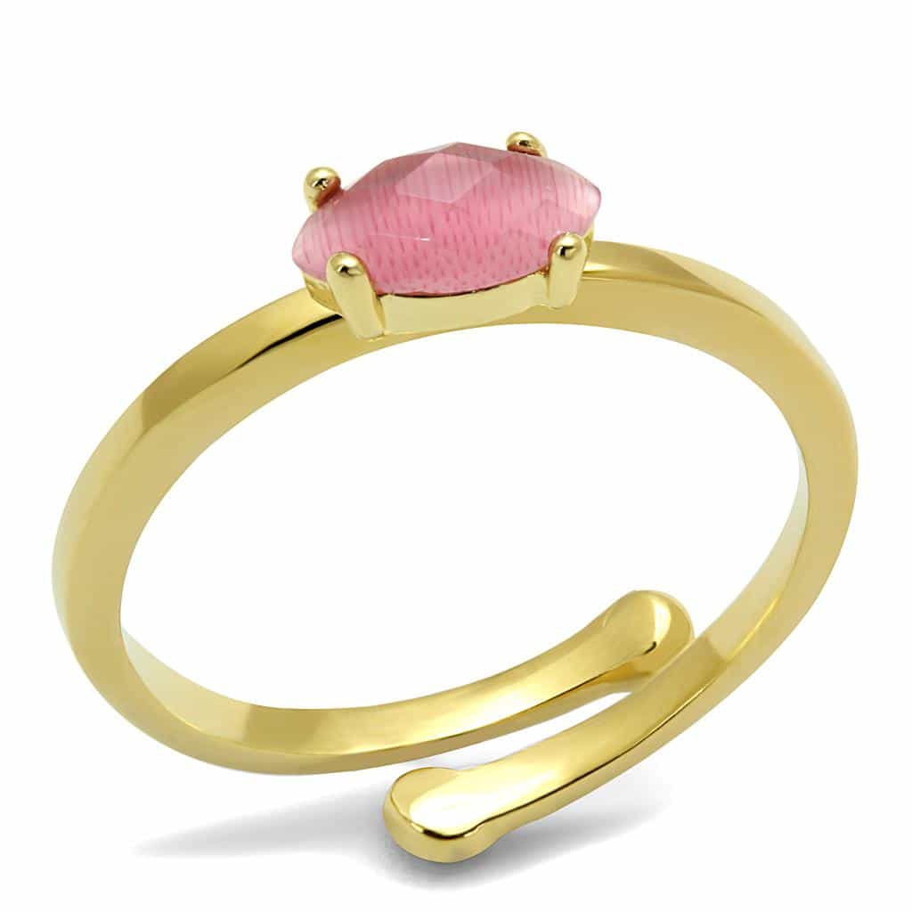 Brass Gold Pink Cat Eye Marquise Solitaire Toe Ring view 1