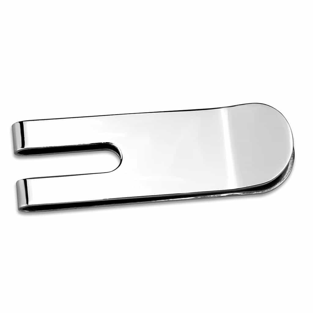 Brass Silver Polished Plain Slim Money Clip view 1