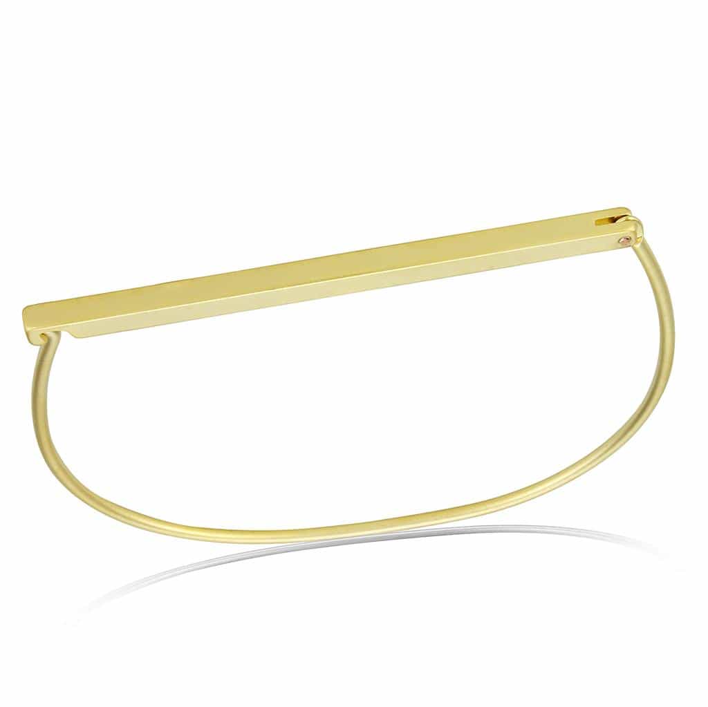 Brass Gold Minimalist Half Circle Bar Bangle Bracelet view 1