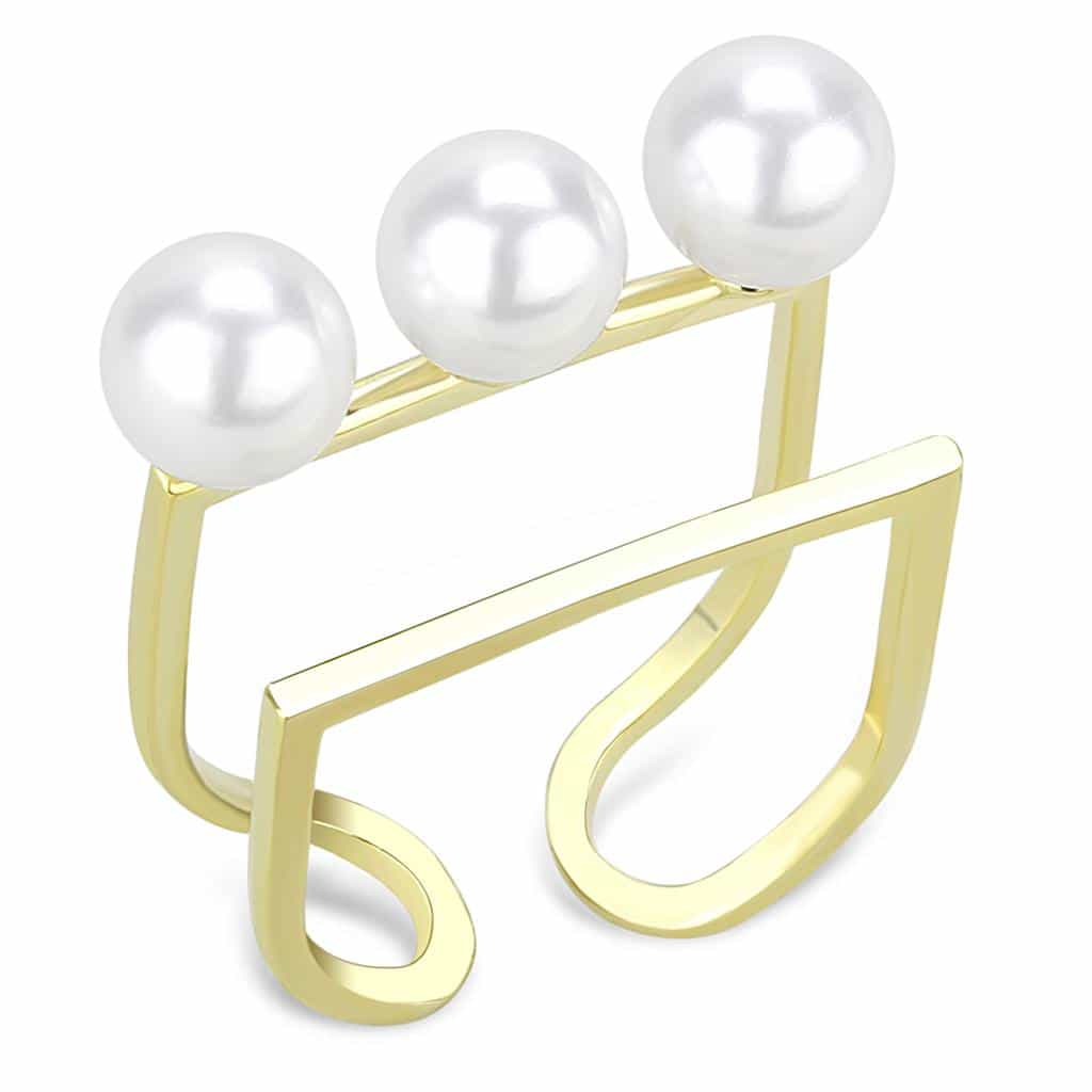 Brass Gold Pearl Music Note Open Ring | The Stainless Jewelry view 1