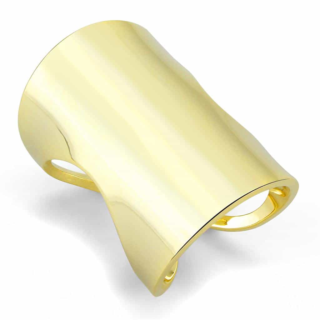 Brass Gold Polished Wide Cuff Ring | The Stainless Jewelry view 1