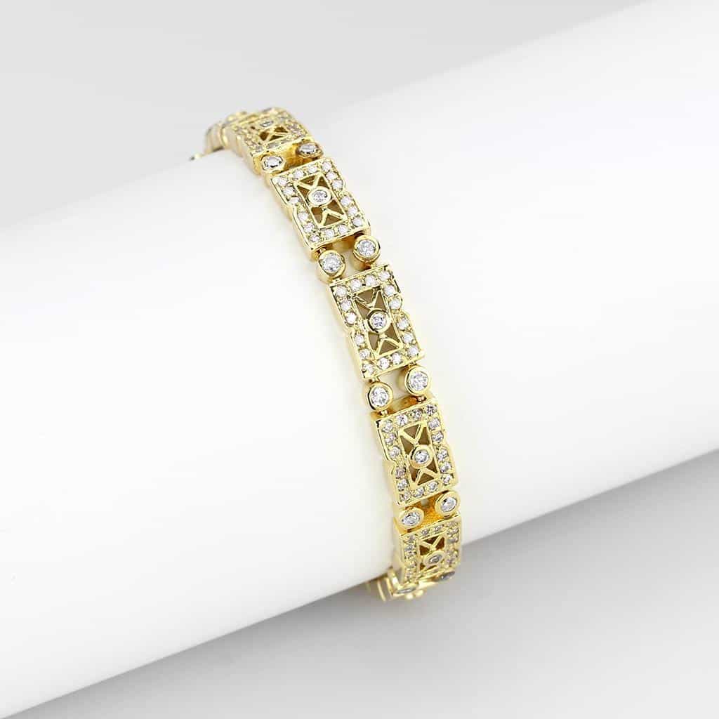 Brass Gold CZ Filigree Link Bracelet | The Stainless Jewelry view 1