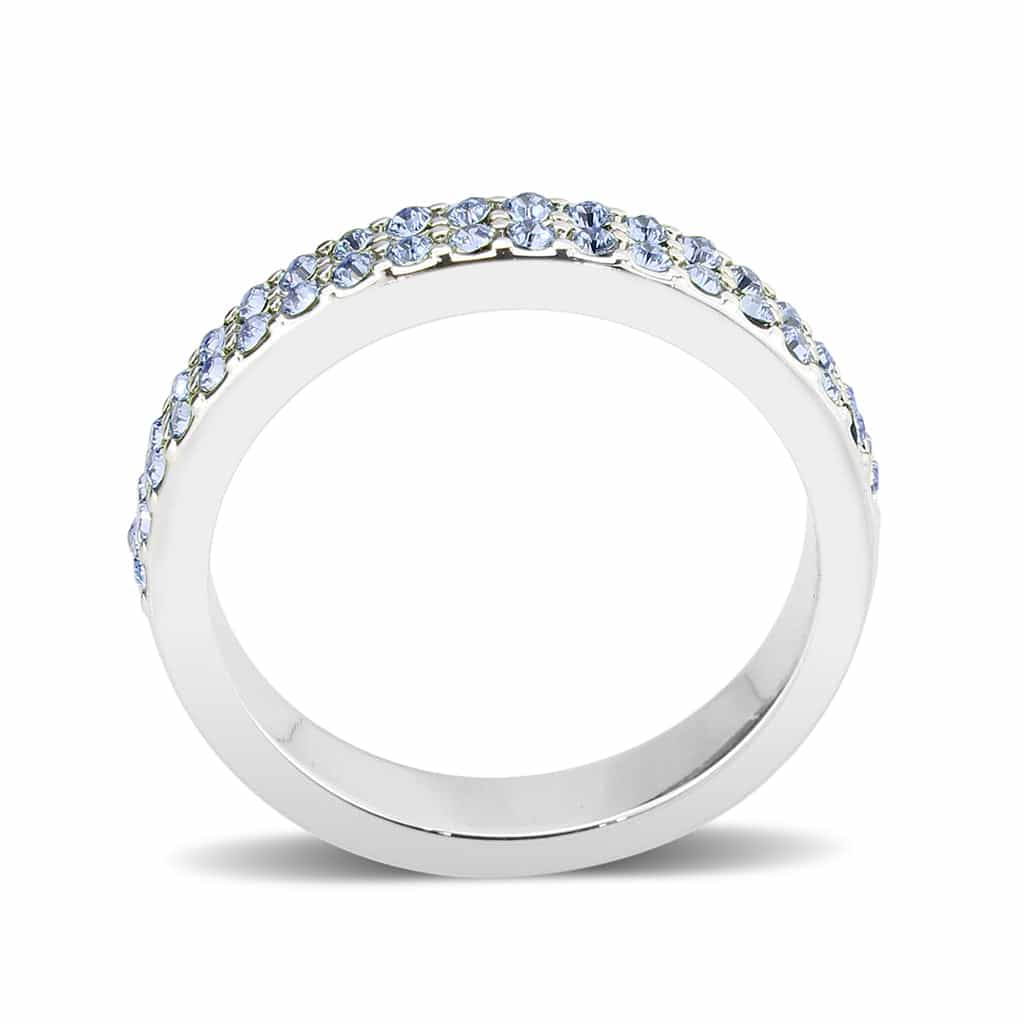 Brass Silver Light Blue Crystal Pave Band Ring view 4