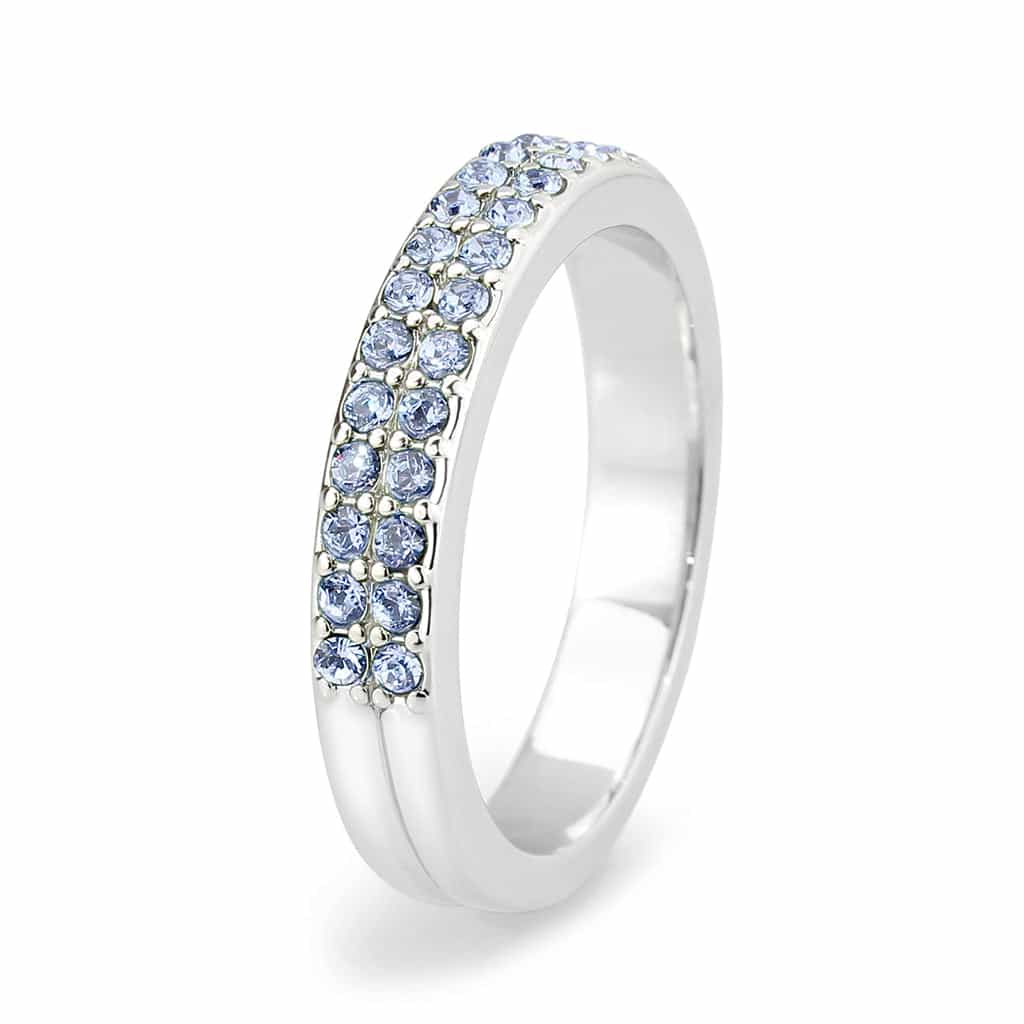 Brass Silver Light Blue Crystal Pave Band Ring view 10