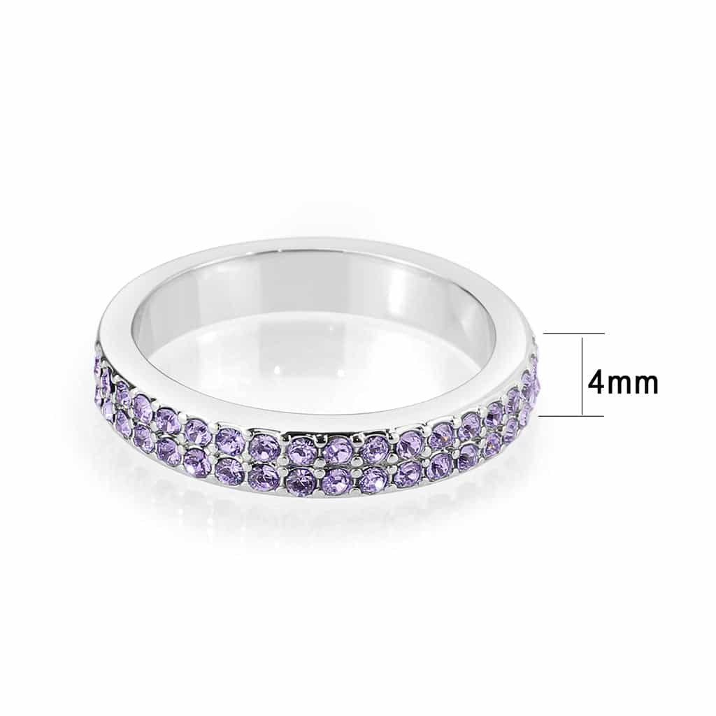 Brass Silver Lavender Crystal Pave Band Ring view 7
