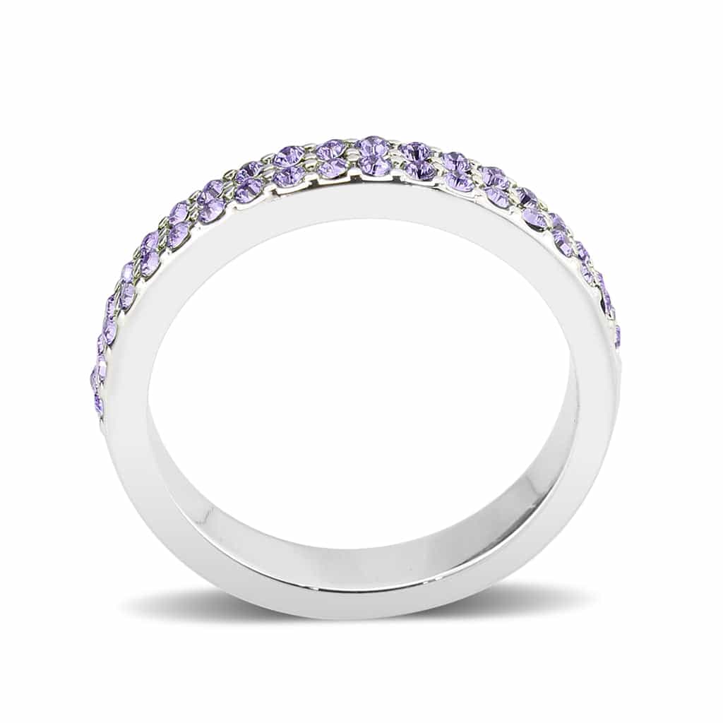 Brass Silver Lavender Crystal Pave Band Ring view 4
