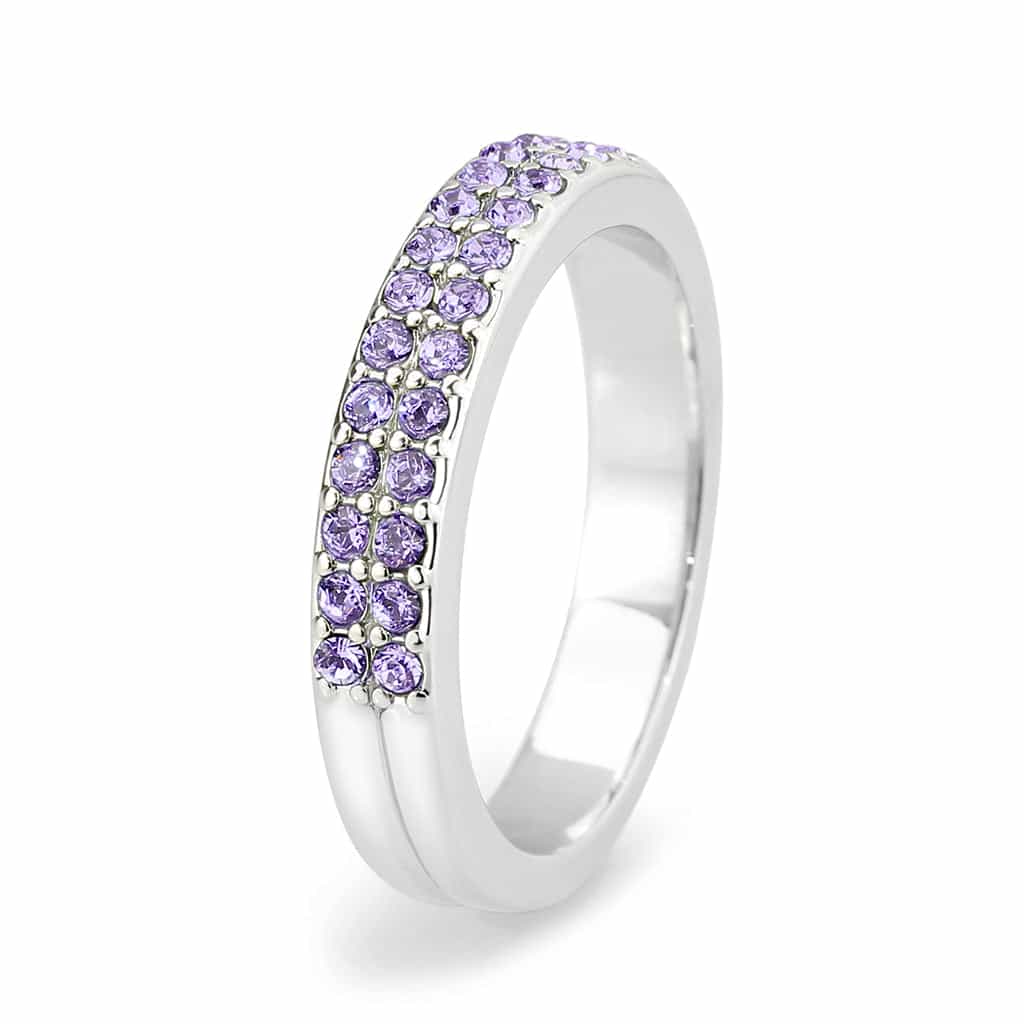Brass Silver Lavender Crystal Pave Band Ring view 10