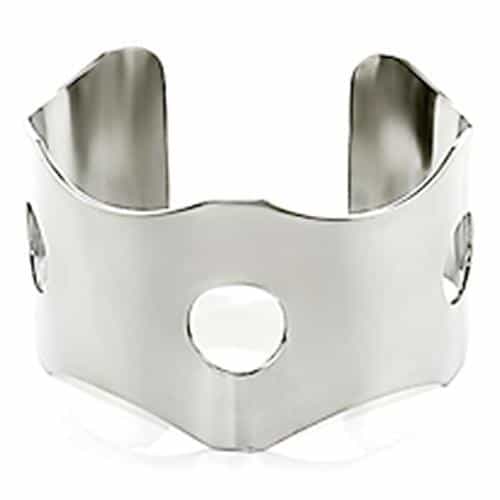 Stainless Steel Silver Circle Cutout Cuff Bangle Bracelet view 1