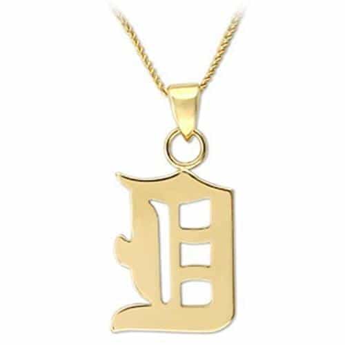 Brass Gold Gothic Letter B Pendant Necklace view 1