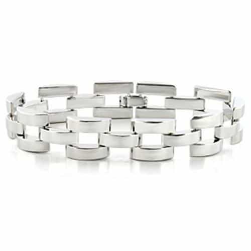 Brass Silver Polished Wide Link Bracelet | The Stainless Jewelry view 1