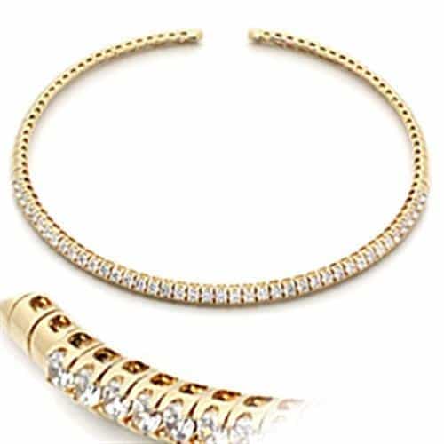 Brass Gold CZ Tennis Collar Choker Necklace view 1