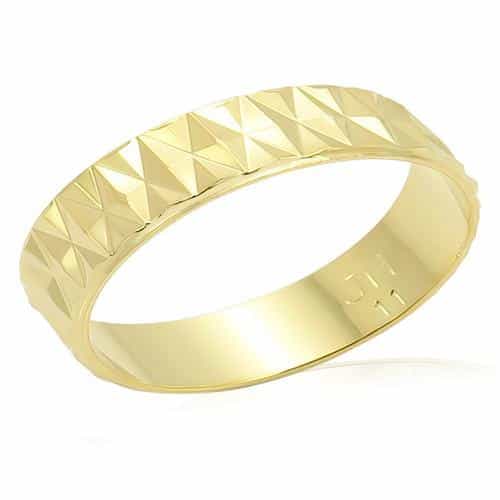 Brass Gold Diamond Cut Faceted Band Ring | The Stainless Jewelry view 1