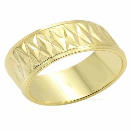Brass Gold Diamond Cut Faceted Wide Band Ring view 1