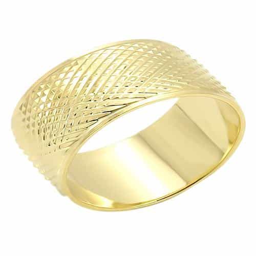 Brass Gold Diamond Cut Mesh Wide Band Ring view 1