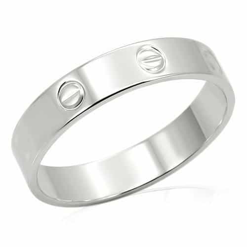 Brass Silver Polished Screw Motif Band Ring view 1