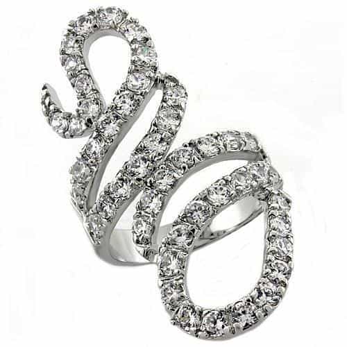 Brass Silver CZ Snake Wrap Ring | The Stainless Jewelry view 1